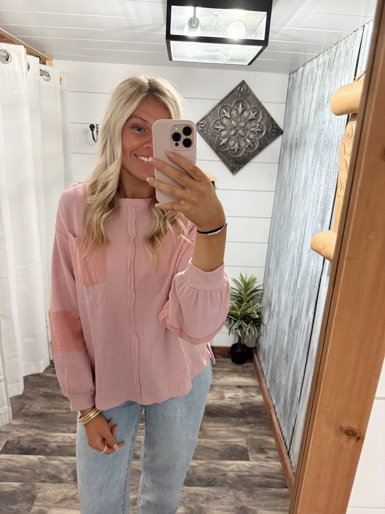 Pink Contrast Pocket Top