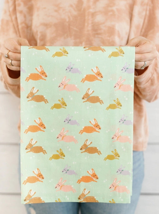 Jumping Jackalopes Full Pattern Easter Kitchen Towel