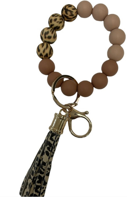 Brown Animal Print Bracelet Keychain